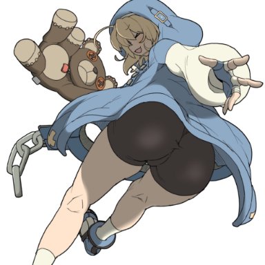 guilty gear, bridget, henyaan (oreizm), 1boy, ass, ass focus, back, back view, balls bulge, big ass, big butt, blonde hair, bulge, clothed, clothing