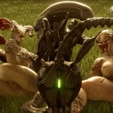 alien (franchise), bethesda softworks, fallout, predator (franchise), stranger things, deathclaw, demogorgon, female deathclaw, female xenomorph, female yautja, xenomorph, yautja, thekidxeno, alien, anus