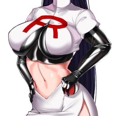 game freak, pokemon, pokemon adventures, pokemon rgby, jessie (pokemon), jessie (pokemon) (cosplay), sabrina (pokemon), team rocket, volyz, 1girls, big breasts, bottomwear, breasts, cosplay, female