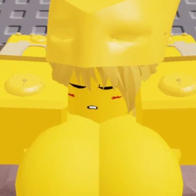 jojo's bizarre adventure, roblox, robloxian, the world, artist request, 1boy, 1girls, boobs, cum, cum in pussy, cum inside, grabbing bedding, kissing, looking at viewer, vaginal penetration