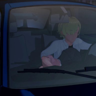 kanojo okarishimasu, koikatsu, mizuhara chizuru, black hair female, blonde hair male, blowjob, car, implied cum inside, inside car, netorare, night, nighttime, ntr, 3d, animated