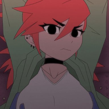 bloo, frankie foster, kyde, big breasts, boobjob, male/female, paizuri, paizuri under clothes, ponytail, red hair, animated, loop