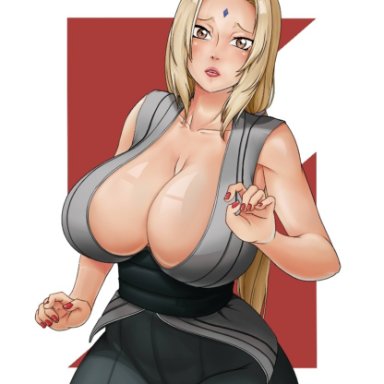 naruto, naruto (classic), naruto (series), naruto shippuden, shounen jump, tsunade, kame coz, 1girls, bare arms, bare breasts, bare shoulders, barefoot, big breasts, blonde female, blonde hair