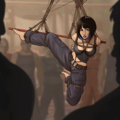 pacific rim, mako mori, kidetic, kusujinn, asian female, barefoot, bdsm harness, bondage, bondage harness, captive, captured, defeat, defeated, defeated heroine, degradation