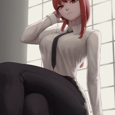 chainsaw man, makima (chainsaw man), kris null, looking at viewer, red hair, tagme