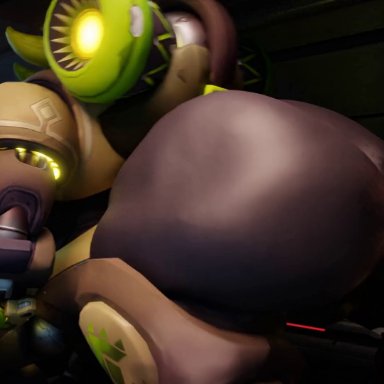 blizzard entertainment, overwatch, omnic, orisa, snips456, snips456fur, 1female, 1male, ass, belly, big ass, big belly, big breasts, big butt, bouncing belly
