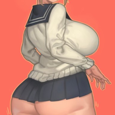 my hero academia, himiko toga, kelvin hiu, 1girl, 1girls, big ass, big breasts, big butt, blonde female, blonde hair, breasts, butt, clothed, clothes, clothing