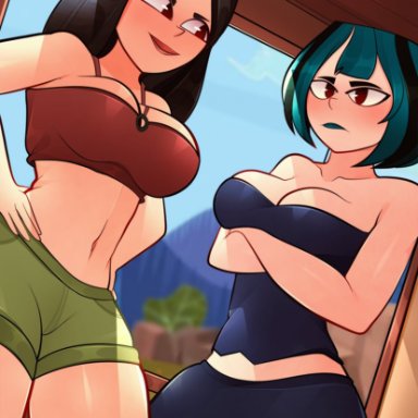 total drama island, gwen (tdi), heather (tdi), arkeus, arkeus 165, breasts, clothes, pants