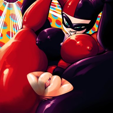 batman: the animated series, batman (series), dc, dc comics, multiversus, warner brothers, harley quinn, harley quinn (classic), voodothull, big ass, big breasts, big butt, huge ass, huge breasts, open legs