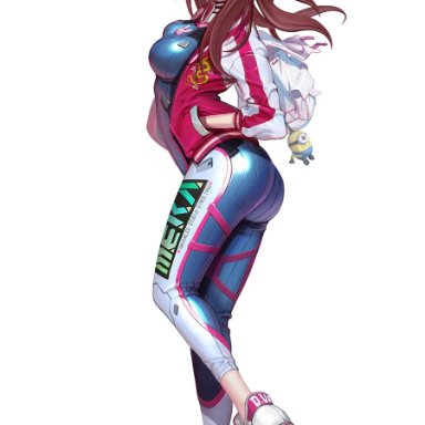 overwatch, d.va, inhyuk lee, 1girls, ass, ass focus, big ass, big breasts, bubble butt, clothing, female, female only, light-skinned female, tight clothing