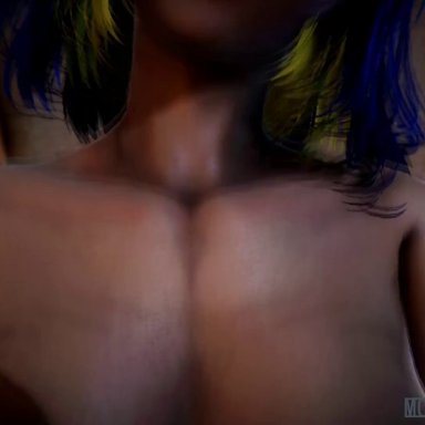 valorant, fade (fortnite), neon (valorant), monarchnsfw, big breasts, blue hair, breasts, cowgirl, cowgirl position, jiggle, nipples, pov, riding, short hair, vaginal