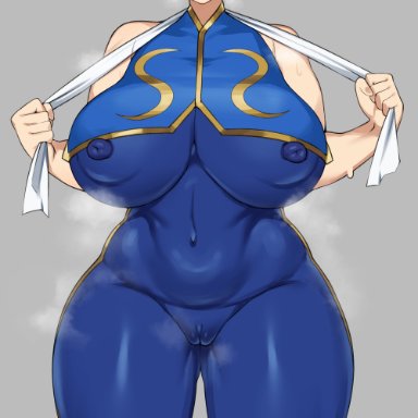 capcom, street fighter, chun-li, cham22, 1girls, asian, asian female, big breasts, bodysuit, breasts, brown eyes, brown hair, cameltoe, curvaceous, curvy figure