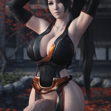 ninja gaiden, momiji (ninja gaiden), stevencarson, 1futa, balls, breasts, erection, futa only, futanari, huge breasts, huge cock, penis, solo, testicles, 3d