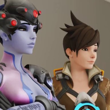 blizzard entertainment, overwatch, symmetra, tracer, widowmaker, aphy3d, anal, big ass, blowjob, clothed sex, clothing, dark-skinned female, dark skin, fellatio, female