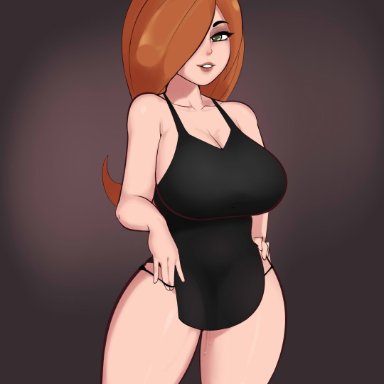 disney, disney channel, kim possible, kimberly ann possible, g3mma, 1girls, breasts, cleavage, dress, eyelashes, female, female focus, female only, ginger hair, green eyes