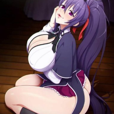 high school dxd, akeno himejim&#1072;, hyoudou issei, neocoill, 1boy, 1boy1girl, 1girls, ahe gao, areolae, ass, balls, balls deep, big ass, big breasts, big butt