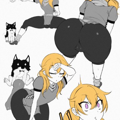 rwby, yang xiao long, zwei, dragia3743, ass, big ass, big butt, blonde hair, butt, canine, canine penis, dog, feral, huge cock, knot