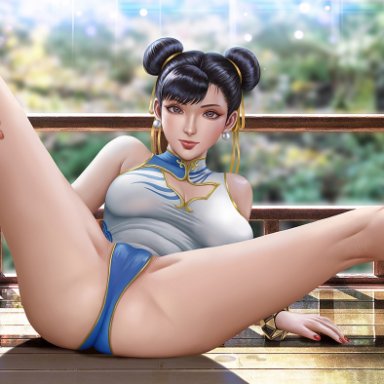 capcom, street fighter, street fighter 6, chun-li, alexander dinh, 1girls, ass, breasts, chinese clothes, female, female only, indoors, large ass, large breasts, light-skinned female