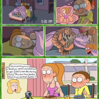 rick and morty, beth smith, butter bot, morty smith, summer smith, lazzylad, barefoot, brother, brother and sister, cum, cum on feet, ejaculation, feet, foot fetish, incest