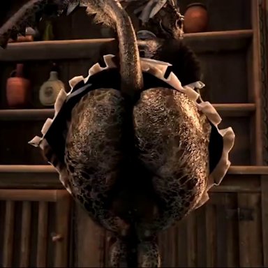 bethesda softworks, skyrim, the elder scrolls, argonian, lifts-her-tail, lusty argonian maid, rayhuma, 1futa, anthro, anus, ass clapping, backsack, balls, bent over, big balls