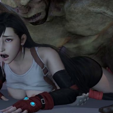 final fantasy, final fantasy vii, tifa lockhart, audiogman, darsovin, 1boy, 1girls, ambiguous penetration, angry, ass, black hair, breasts, clothing, female, from behind