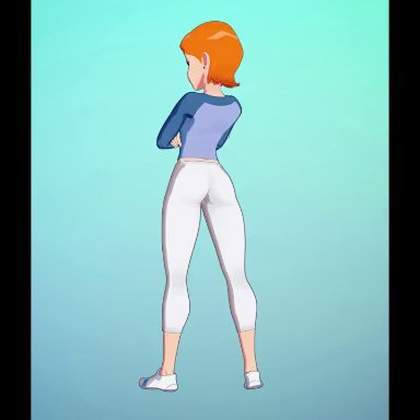 ben 10, gwen tennyson, skuddbutt, 1girls, big ass, breasts, clothed, clothed female, female, female only, solo, solo female, animated, mp4, no sound