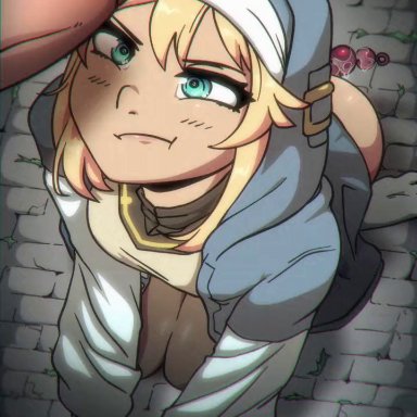 guilty gear, guilty gear strive, bridget, derpixon, 2boys, all fours, anal beads, ass, balls, big balls, big penis, blonde hair, blue eyes, blush, bottomless