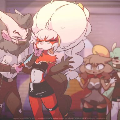 xingzuo temple, baozi (diives), jianguo, lizhi (diives), shiliu (diives), xingren, diives, missmoonified, silkymilk, 2boys, 3girls, anthro, ass, big breasts, blowjob