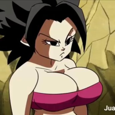 dragon ball, dragon ball super, tournament of power, caulifla, funsexydragonball, juanpornogratis, alien, artz76kai, big breasts, biting lip, boobjob, breasts, cleavage, clothed, clothed female