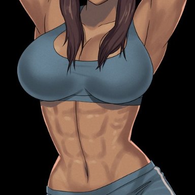 avatar the last airbender, nickelodeon, the legend of korra, korra, sunsetriders7, 1girls, abs, big breasts, blue eyes, breasts, cleavage, dark-skinned female, eskimo, female, female focus