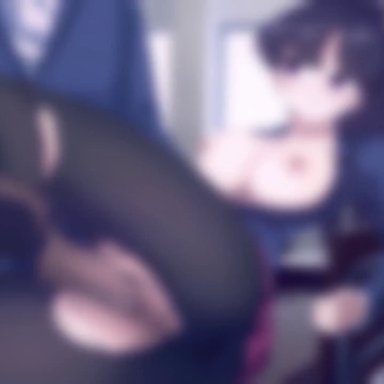 komi-san wa komyushou desu, komi shouko, tadano hitohito, nekololisama, black hair, classroom, clothed, creampie, purple eyes, purple hair, ripped tights, school uniform, animated, tagme, video