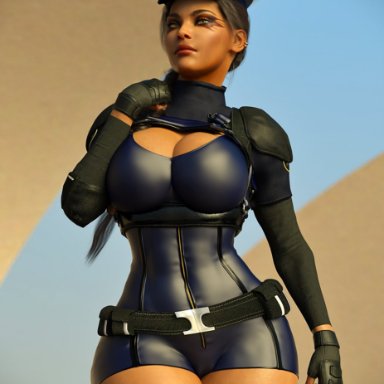 apex legends, loba, loba (apex legends), loba andrade, rude frog, 1girls, big breasts, breasts, cameltoe, cleavage, cleavage cutout, dark-skinned female, female, female only, police hat