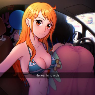 one piece, shounen jump, snapchat, nami, nico robin, tony tony chopper, lux (artist), 2girls, ass, ass focus, ass up, big ass, bubble ass, bubble butt, clothing