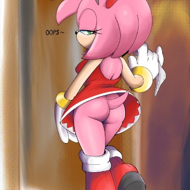 sonic (series), sonic the hedgehog (series), amy rose, neo x6, 1girls, ass, back, back view, bottomless, bracelet, bracelets, female, female only, furry, furry only