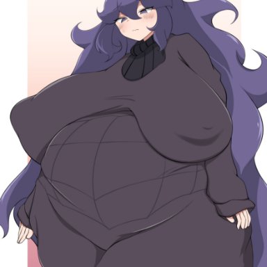 game freak, nintendo, pokemon, pokemon xy, hex maniac, isaive, belly, big belly, big breasts, chubby, erect nipples, fupa, huge belly, huge breasts, long hair