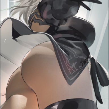 nier, nier: automata, yorha 2b, 7th knights, 1girls, ass, ass focus, big ass, big breasts, breasts, clothing, dat ass, female, female only, hair