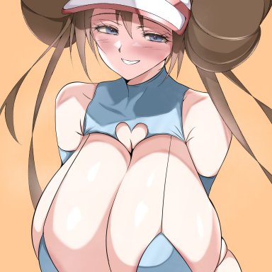 nintendo, pokemon, pokemon bw2, rosa (pokemon), kia-shi, 1girls, armpit crease, bikini, blue eyes, breasts, brown hair, cleavage, female, female only, hat