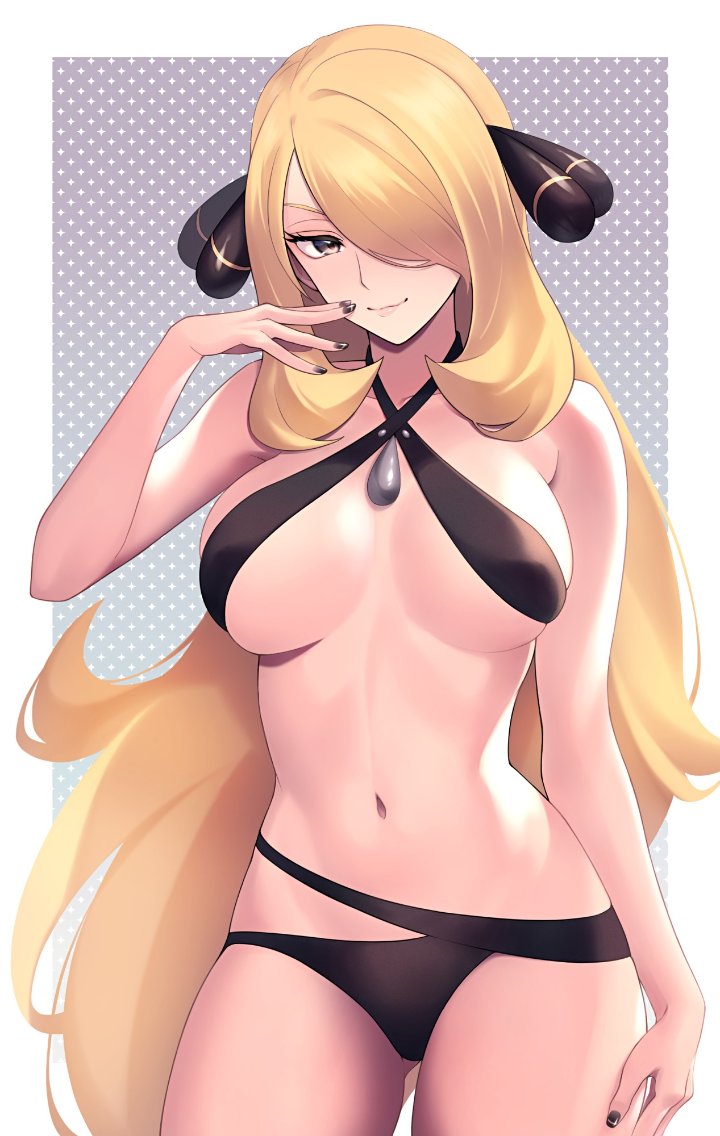 Rule 34 XYZ / pokemon, cynthia (pokemon), 1girls, beach, bikini