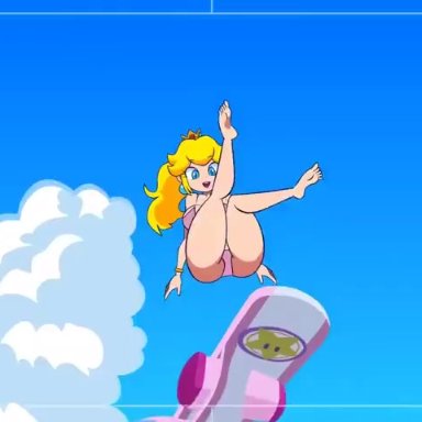 mario (series), nintendo, super mario sunshine, minus8 (character), princess peach, minus8, big ass, big breasts, black hair, blonde hair, cum, cum inside, cum on breasts, cum on face, fellatio