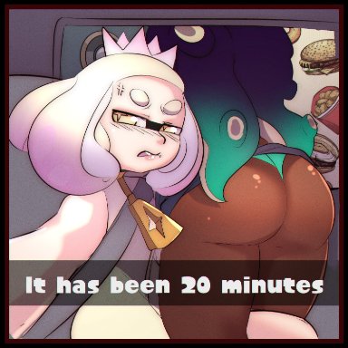 nintendo, splatoon, splatoon 2, marina (splatoon), off the hook (splatoon), pearl (splatoon), 2girls, ass, ass focus, ass grab, ass up, big ass, big breasts, bottom heavy, breasts