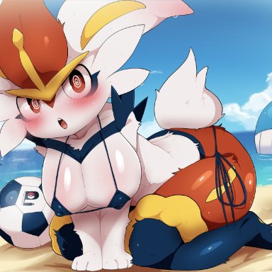 game freak, nintendo, pokemon, pokemon (game), pokemon ss, cinderace, eevee, pikachu, pok&#233;mon (species), sharpedo, wailord, dagasi, 1girls, @ @, anthro