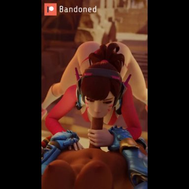 overwatch, d.va, pharah, bandoned, delalicious3, miyukiva, ass, breasts, brown hair, dark-skinned female, dark skin, fellatio, female, futanari, large breasts