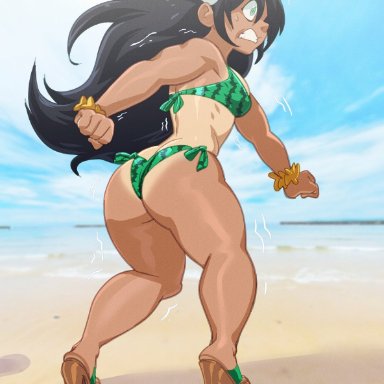 avatar the last airbender, nickelodeon, toph bei fong, liefeldianabomination, 1girls, adorable, aged up, asian, asian female, ass, ass length hair, awkward, beach, big ass, big breasts