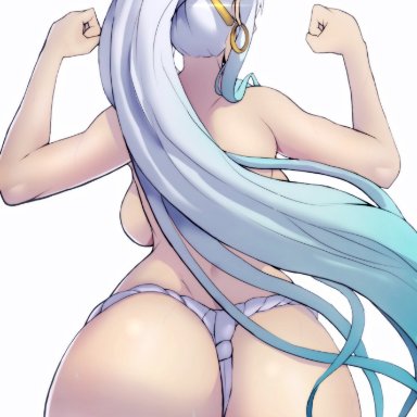 one piece, yamato (one piece), funi xd, 1girls, ass, back view, big breasts, big butt, breasts, female, female only, fundoshi, horns, light skin, multicolored fur