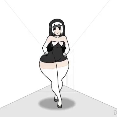 mona (doctorloops), oc, original character, doctorloops, 1boy, 1girl, 1girl1boy, 1girls, ass, bed, big ass, big butt, black clothing, bob cut, bottom heavy