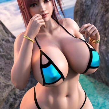 dead or alive, dead or alive 5, honoka, honoka (doa), nixmare (artist), 1girls, bikini, bracelet, breasts, curvaceous, curvy, curvy body, curvy female, curvy figure, curvy hips