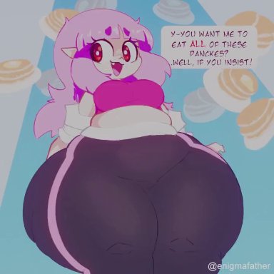 elise (mysterydad), mysterydad, 1girls, belly, big belly, big breasts, breasts, eyebrows visible through hair, female, female focus, hips, huge belly, huge thighs, large belly, long hair