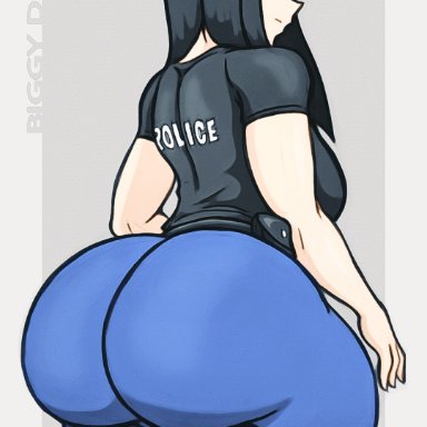 kill la kill, kiryuuin satsuki, biggy deez, 1girls, ass, big ass, black hair, blue eyes, breasts, fat ass, female, female only, fully clothed, huge ass, light skin