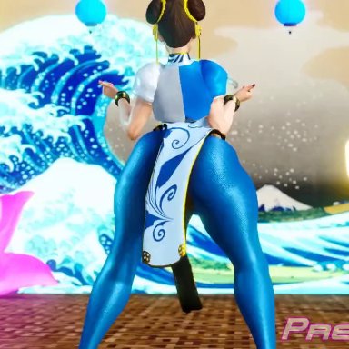 capcom, street fighter, street fighter 6, chun-li, prevence, 1girls, asian, asian female, ass, ass shake, bare ass, big ass, bottomless, brown eyes, brown hair