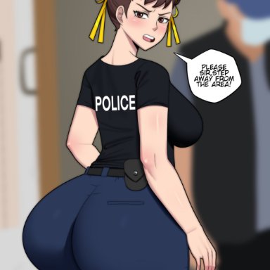 street fighter, chun-li, coldarsenal, 1girls, ass, back view, big ass, big breasts, big butt, brown eyes, brown hair, bubble ass, bubble butt, butt, curvy